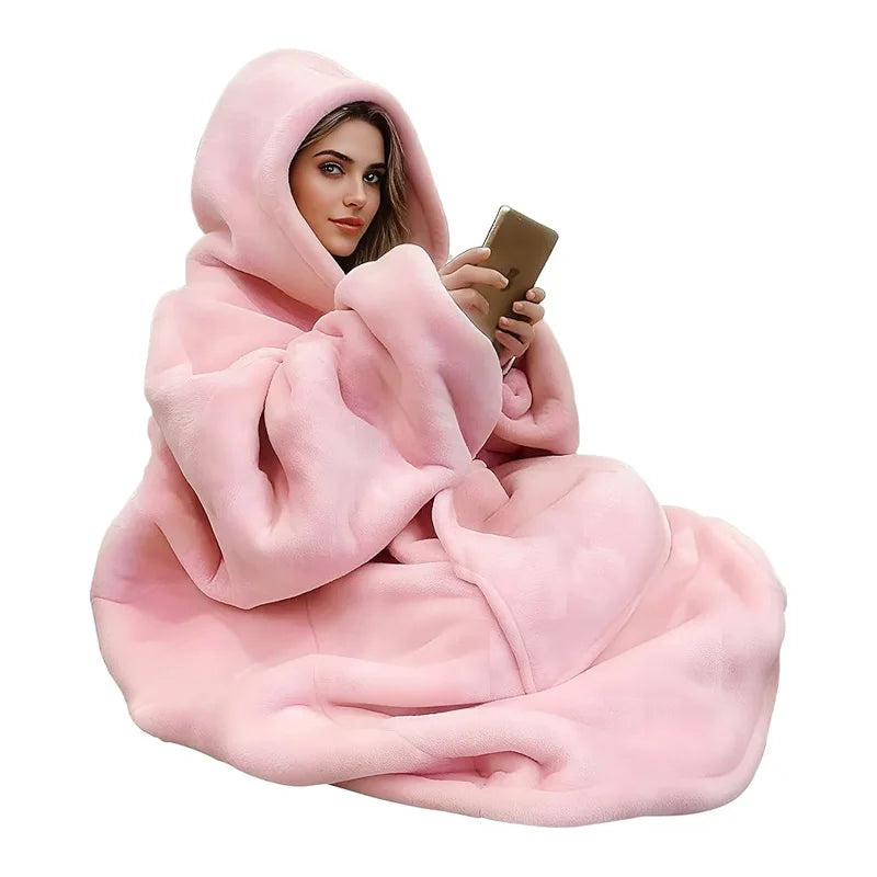 Oversized Wearable Blanket Hoodie With Sleeves And Pockets
