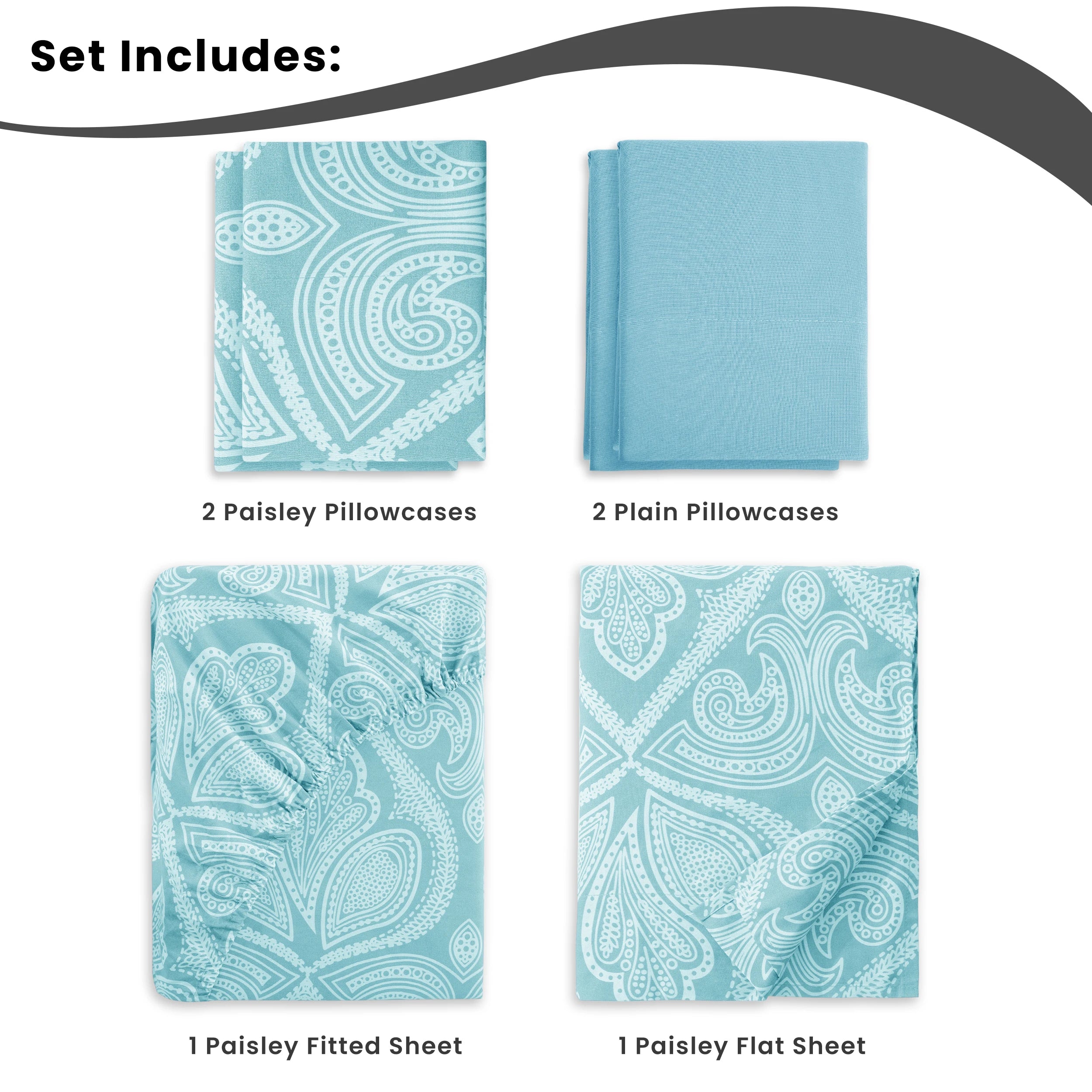 Lux Decor 6Pc Paisley Sheet Set – Soft Microfiber, Wrinkle-Free, Luxurious
