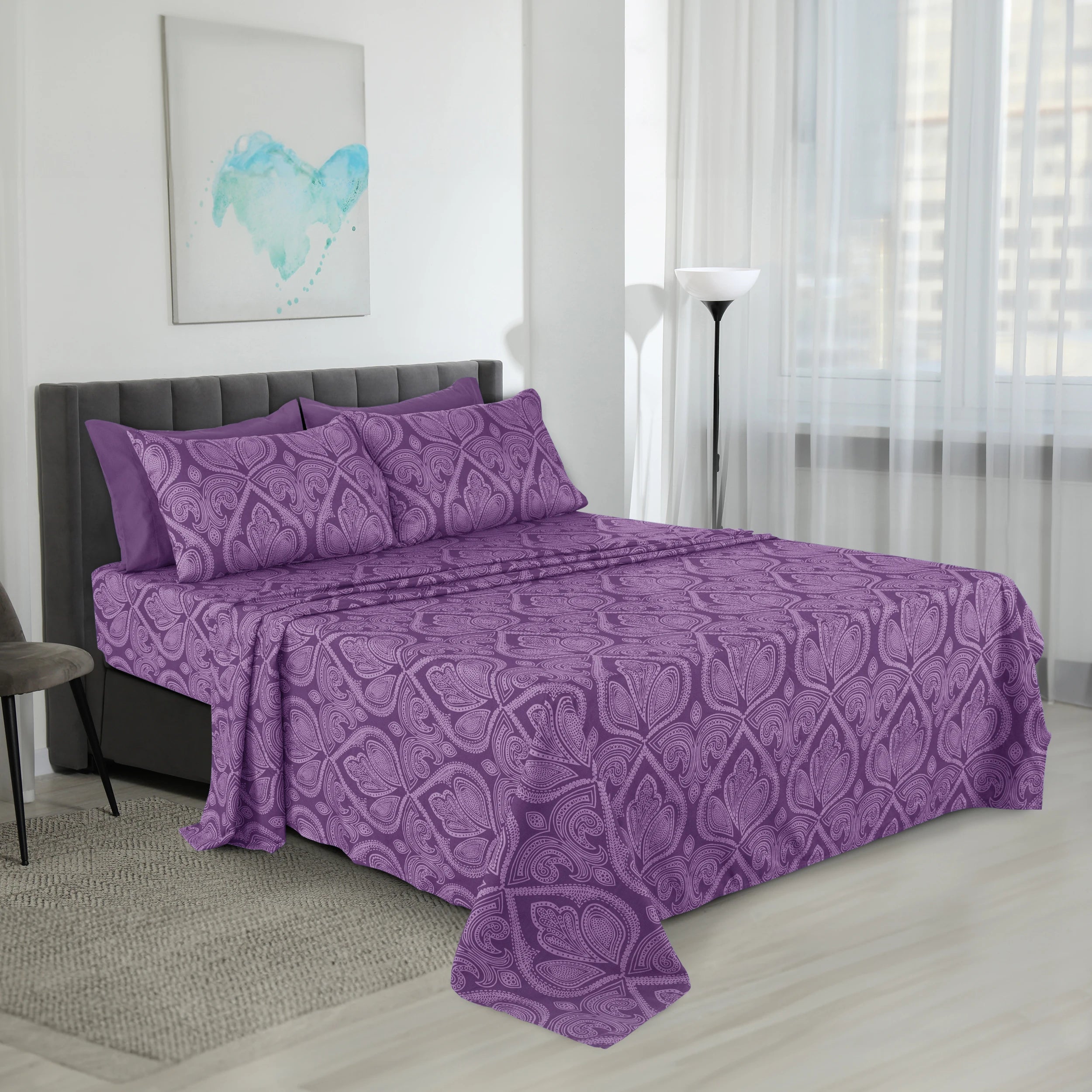 Lux Decor 6Pc Paisley Sheet Set – Soft Microfiber, Wrinkle-Free, Luxurious