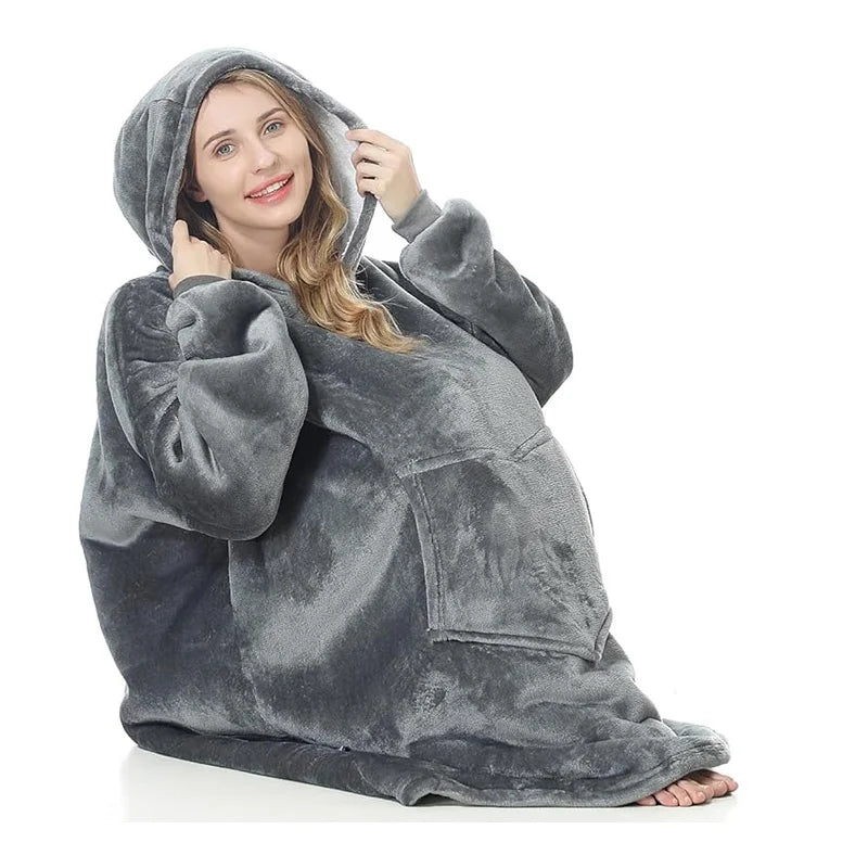 Oversized Wearable Blanket Hoodie With Sleeves And Pockets