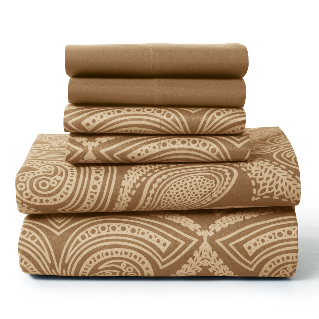 Lux Decor 6Pc Paisley Sheet Set – Soft Microfiber, Wrinkle-Free, Luxurious