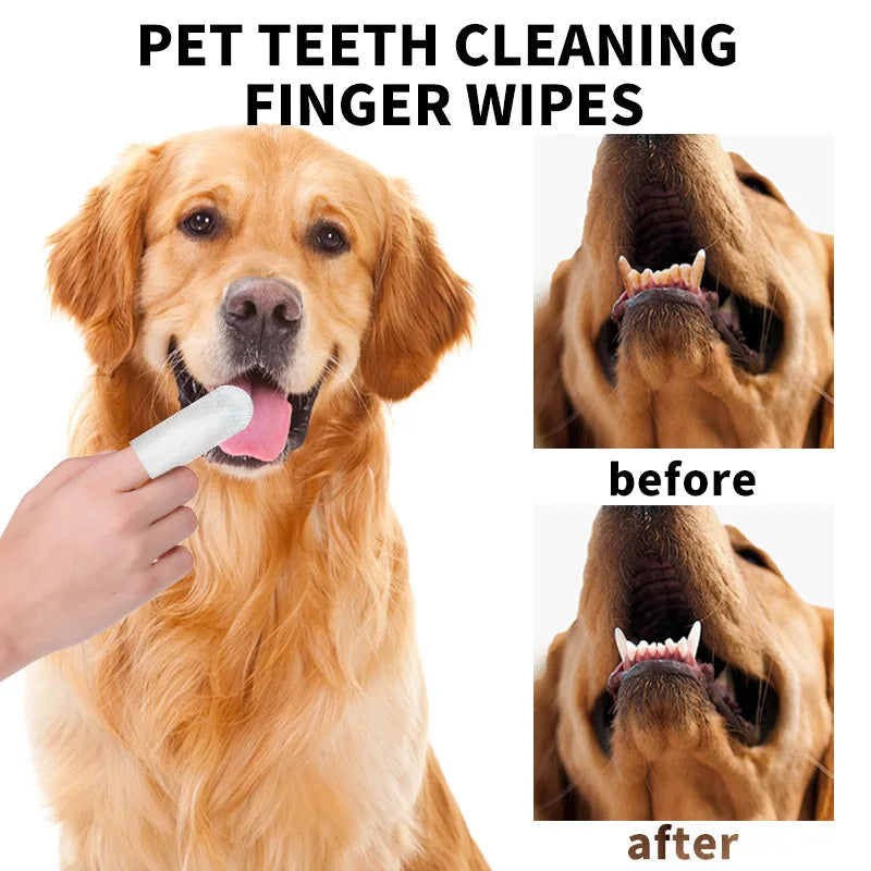 Pet Dental Cleaning -Disposable Finger Toothbrush Wet Wipes