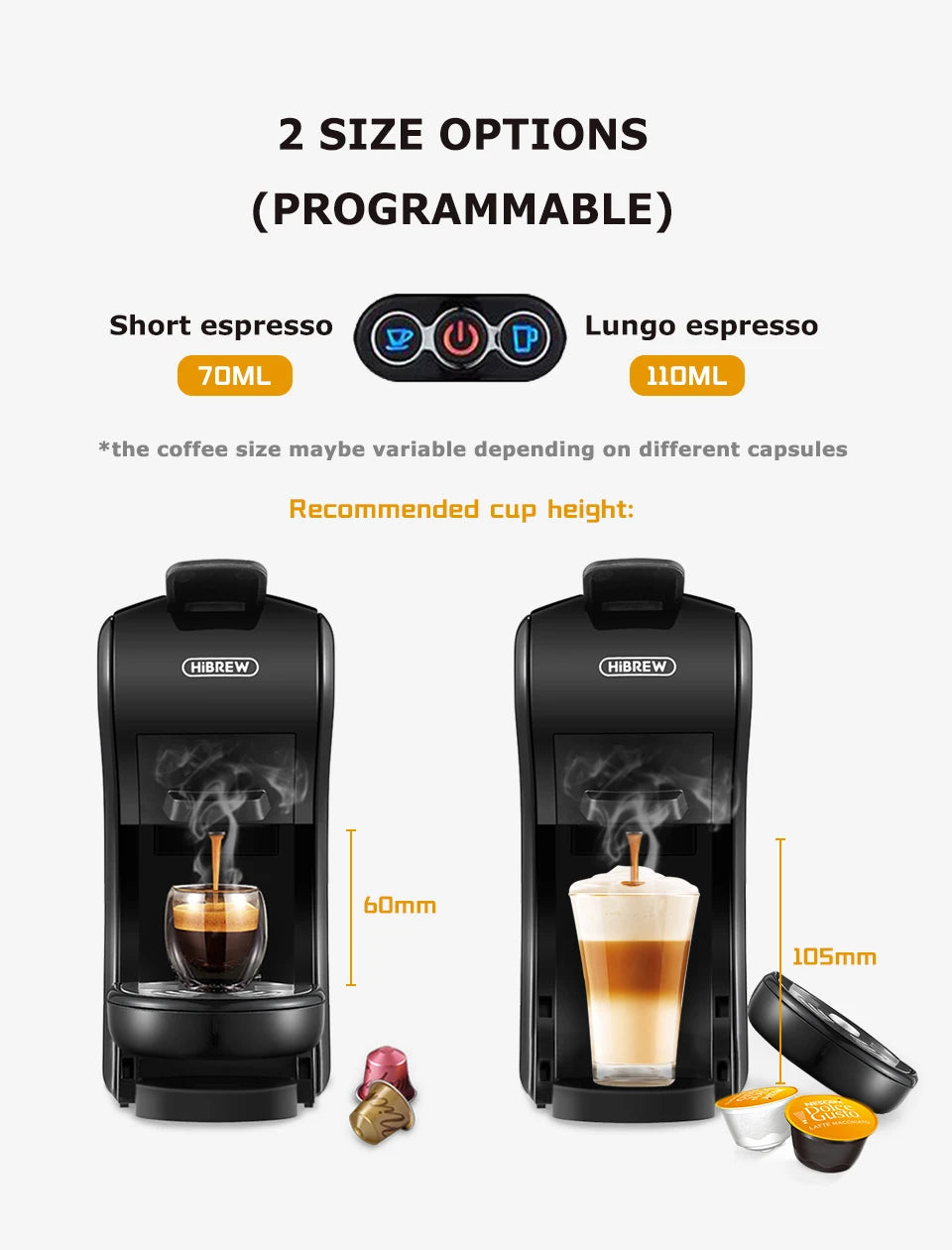 HiBREW 4 in 1 Coffee Machine for Espresso Pods