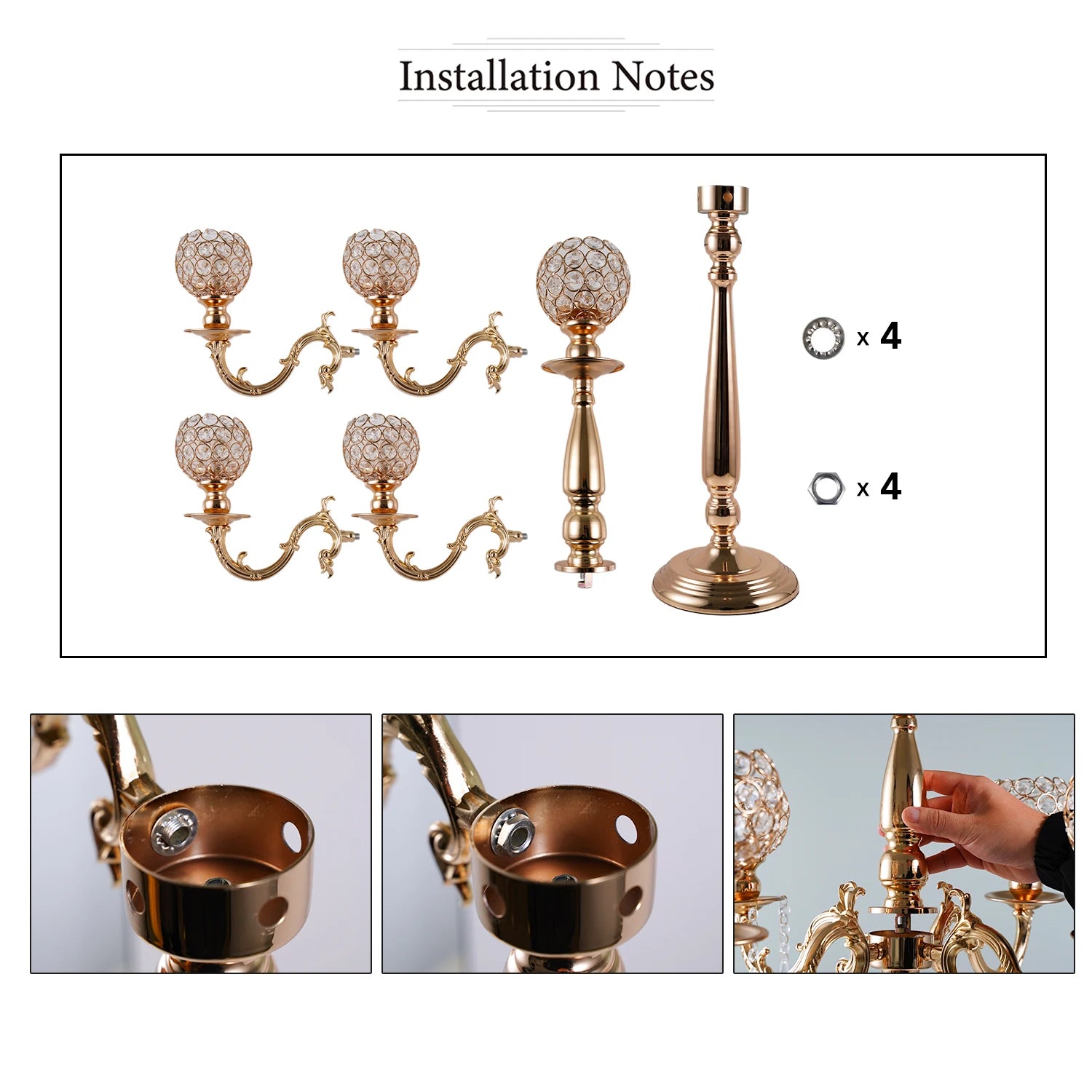 Gold Crystal Candle Holder
