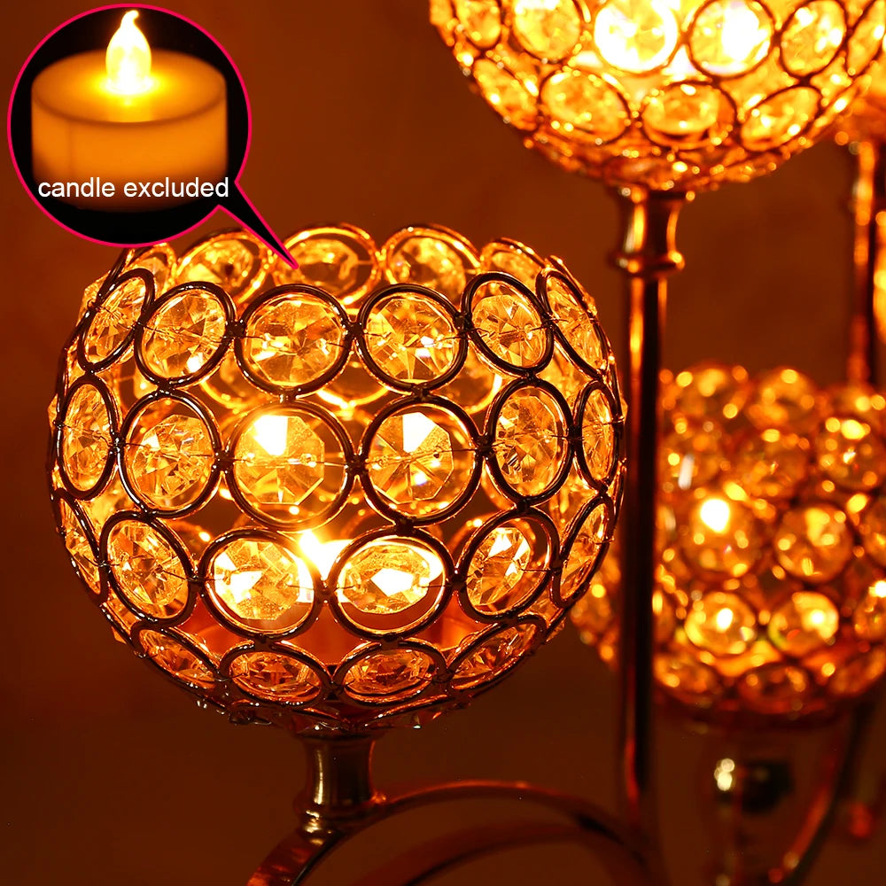 Gold Crystal Candle Holder