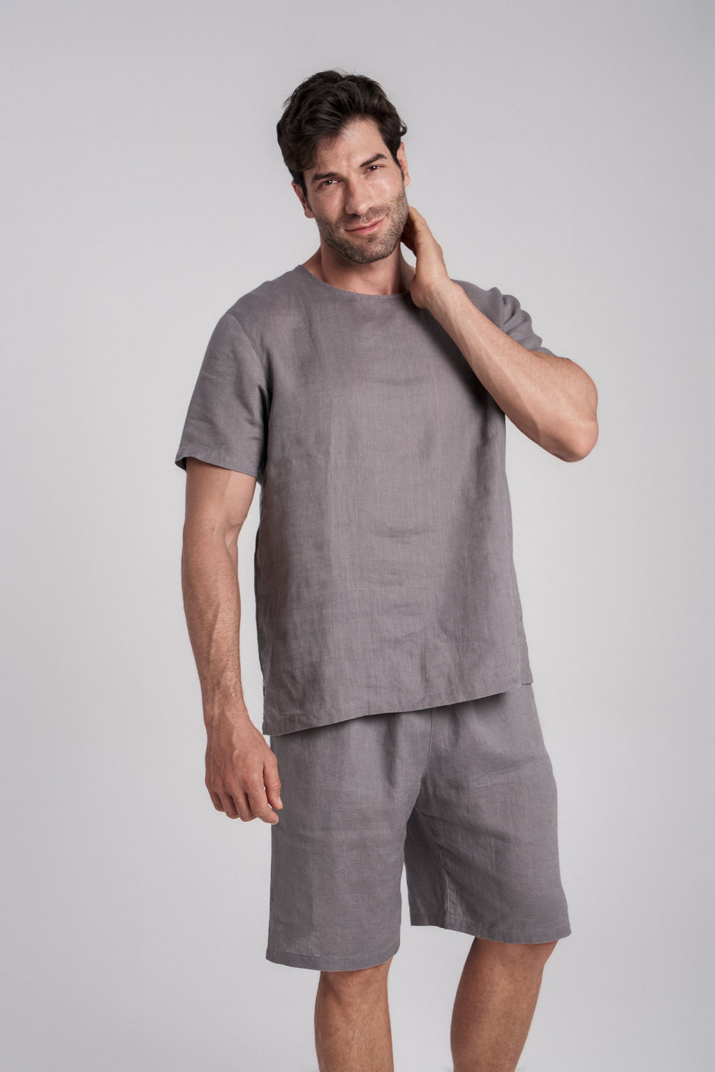 Men's Short-Sleeve Linen Sleepwear