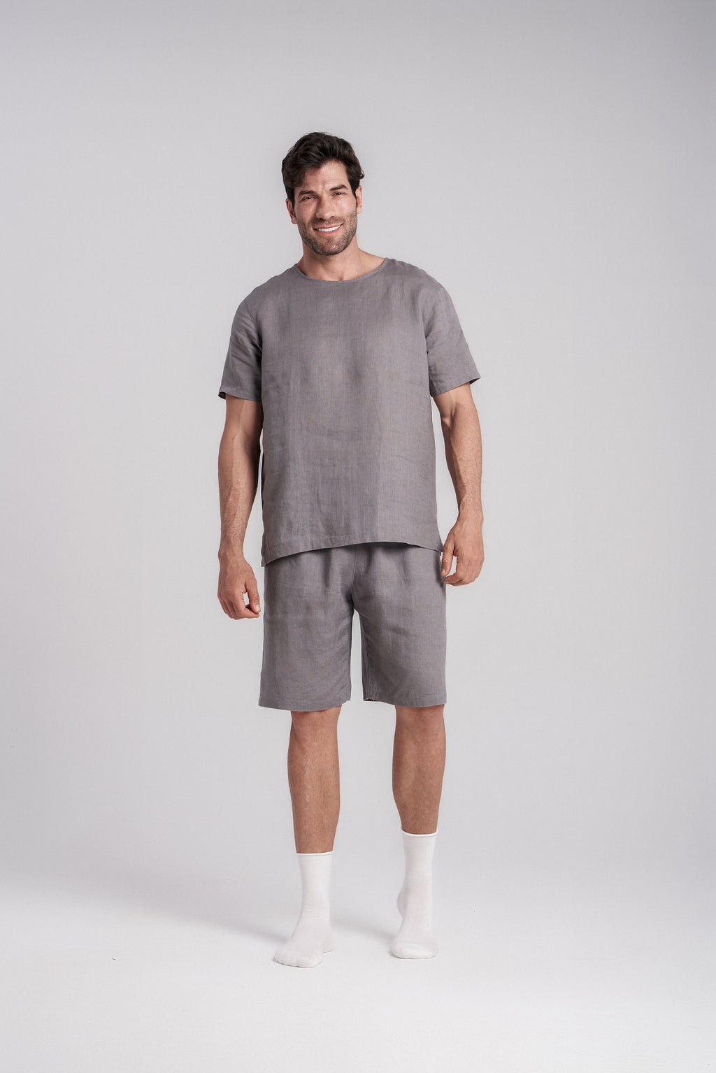 Men's Short-Sleeve Linen Sleepwear