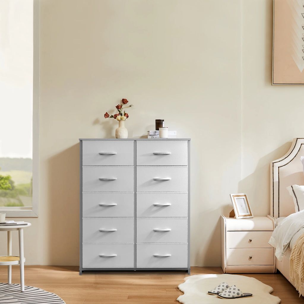 JHK Wardrobes With 5/7/10 White Lover Fabric Drawers Chest Wardrobe