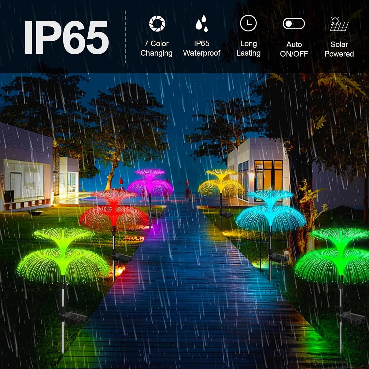 1-10pcs 7Color Changing Outdoor Lamp Solar Jellyfish Lights