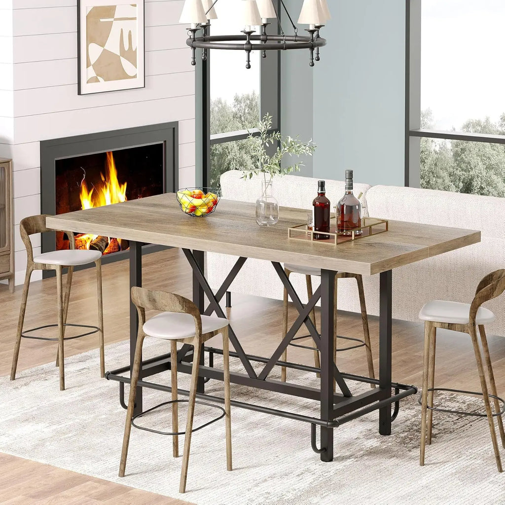 6 - Person Tabletop with Metal Legs - Height Table for Dining Room, Workspace