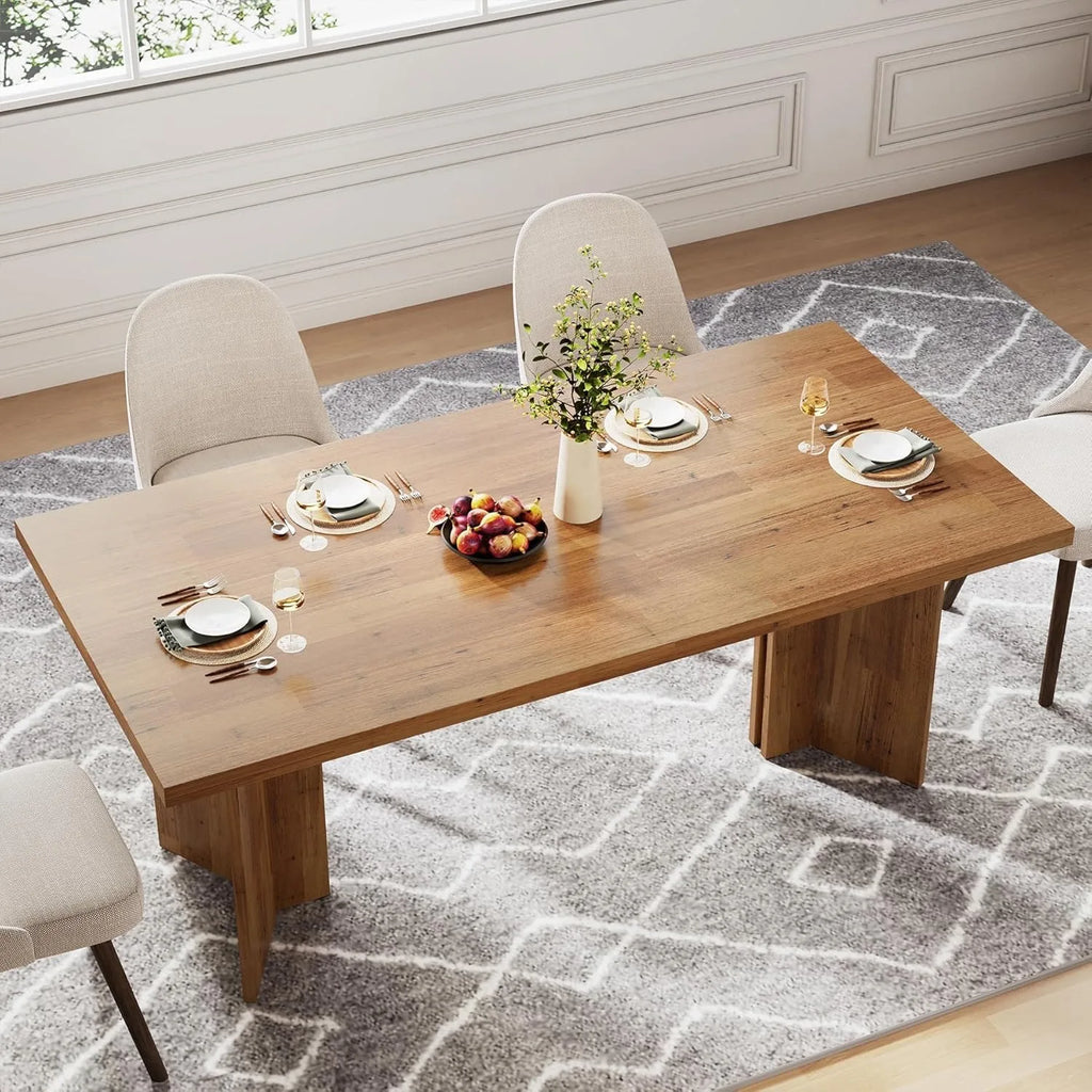 63-inch Dining Table for 4-6, Farmhouse Kitchen Table , Rectangular Eating Table for Dining Room, Living Room