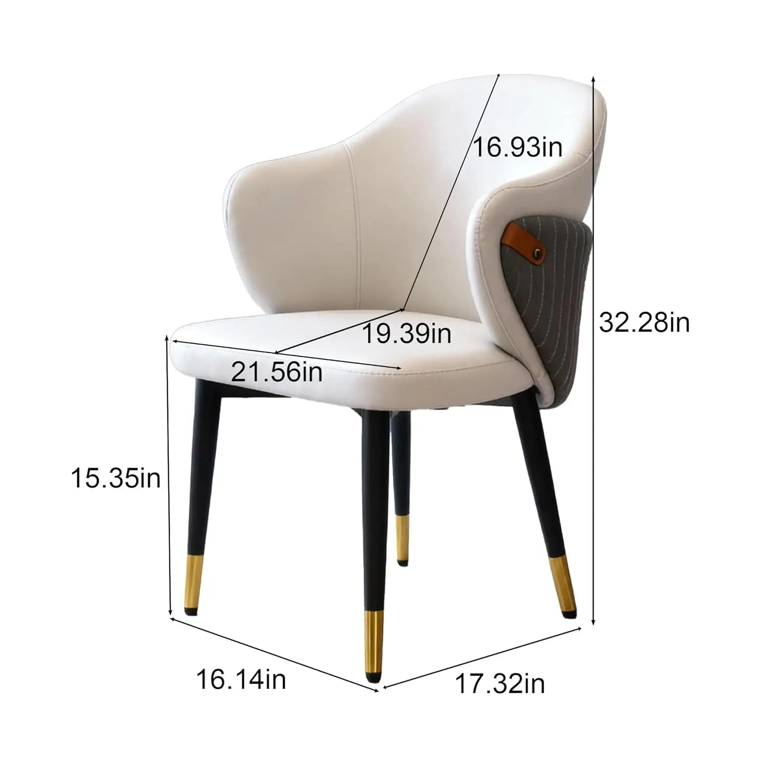 Set of 2 Modern Dining Chairs, Ergonomic PU Leather Seats with Carbon Steel Legs for Kitchen & Dining Room Chairs,, Customized