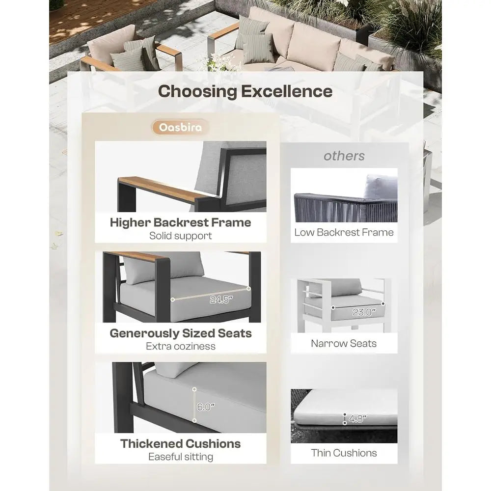 Gray 4-Piece Outdoor Patio Furniture Set with Cushions, Ideal for Balcony, Deck, and Poolside Relaxation