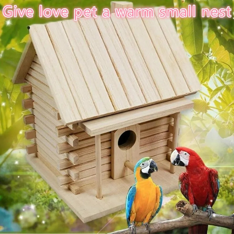 NEW Wood Birds Nest Box Outdoors Roof