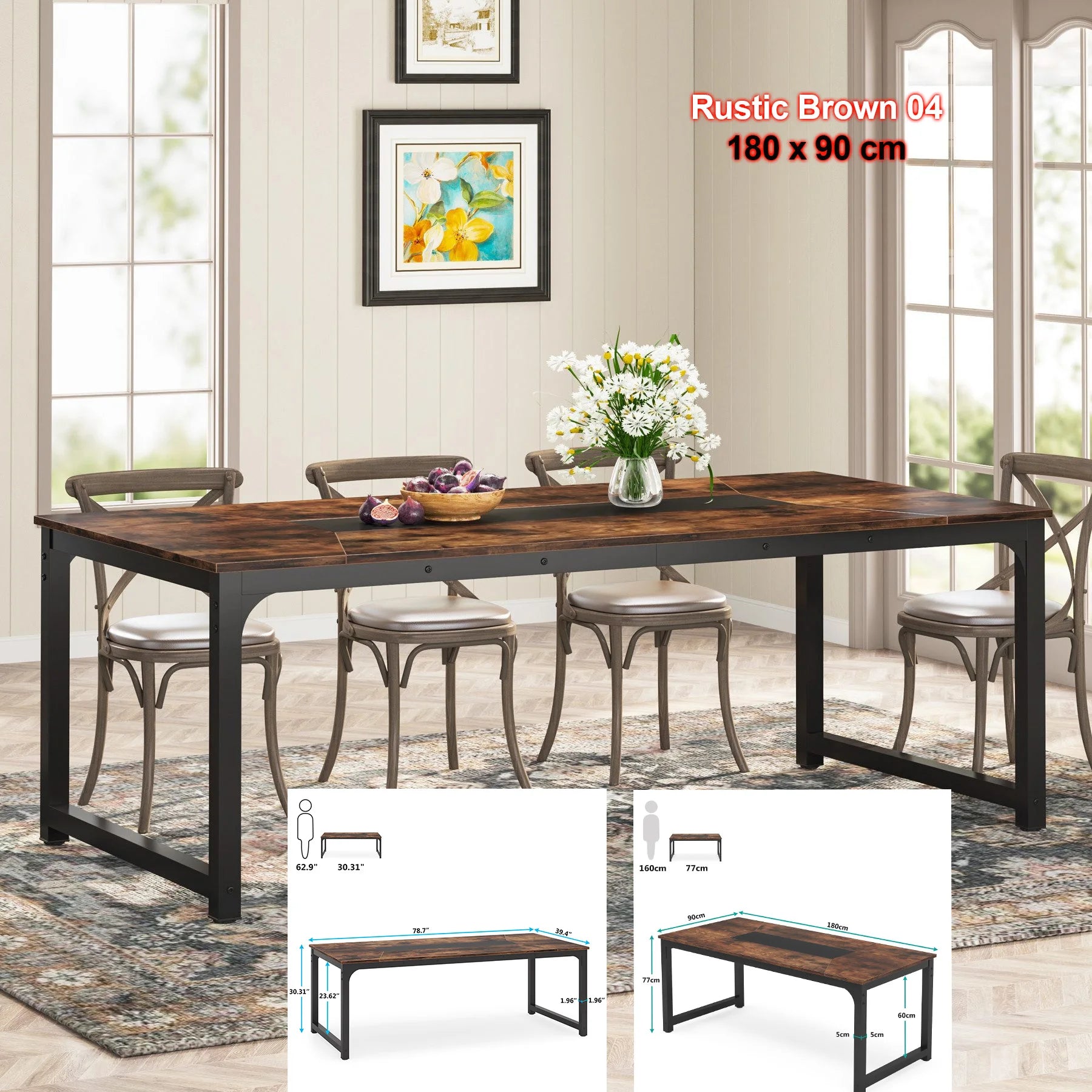 Dining , Industrial Kitchen Table for 6-8 Person,
