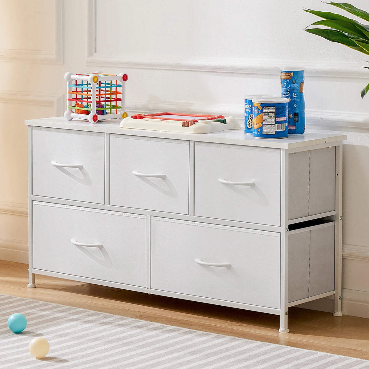 JHK Display Cabinet Layers With 5 Fabric Drawers , Steel Frame