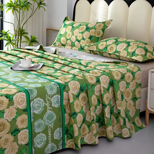 100% Cotton Bed Flat Sheet for Double Bed Flowers Print Top Sheets Single/Queen/King Flat Bedsheets Home Bed Linen Sheets