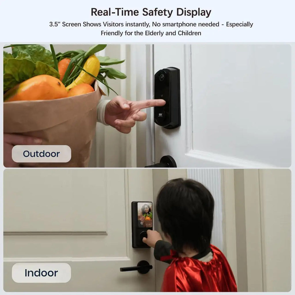 Video Smart Lock S398, 4-in-1 Camera + Video Doorbell + Fingerprint Keyless Door Lock + Indoor Display Monitor
