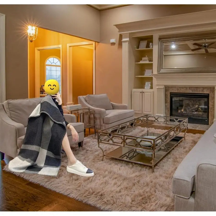 Throw Blanket Faux Fleece Cashmere Plaid Warm Shawl