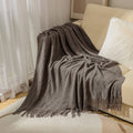 Knitted Thow With Tassels Chunky Vintage Luxury Farmhouse Throw