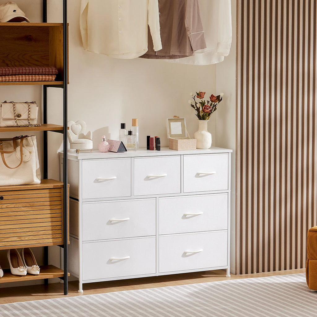 JHK Wardrobes With 5/7/10 White Lover Fabric Drawers Chest Wardrobe