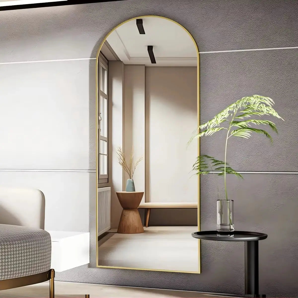 BEAUTYPEAK Arched Full Length Mirror, 71"x26" Full Body Floor Mirror Standing Hanging or Leaning Wall