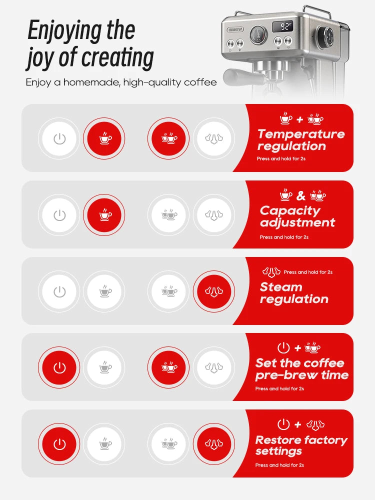 HiBREW 20Bar Semi Automatic Espresso Coffee Machine Cold/Hot Coffee Maker