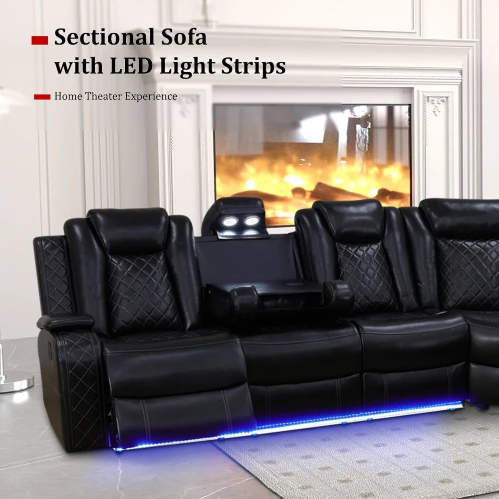 Power Recliner Sectional Sofa  - 6 Seater Living Room Set