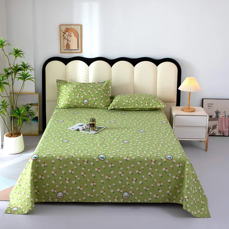 100% Cotton Bed Flat Sheet for Double Bed Flowers Print Top Sheets Single/Queen/King Flat Bedsheets Home Bed Linen Sheets