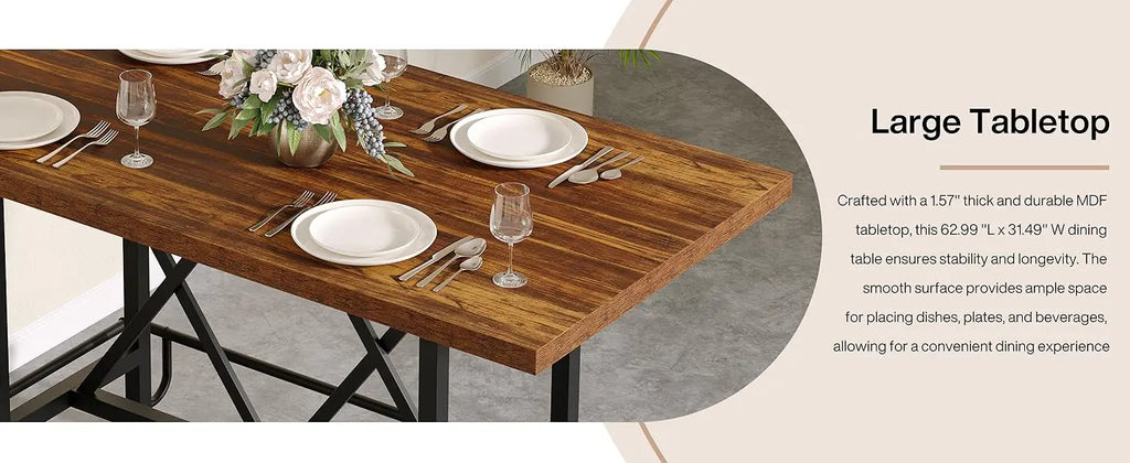 6 - Person Tabletop with Metal Legs - Height Table for Dining Room, Workspace