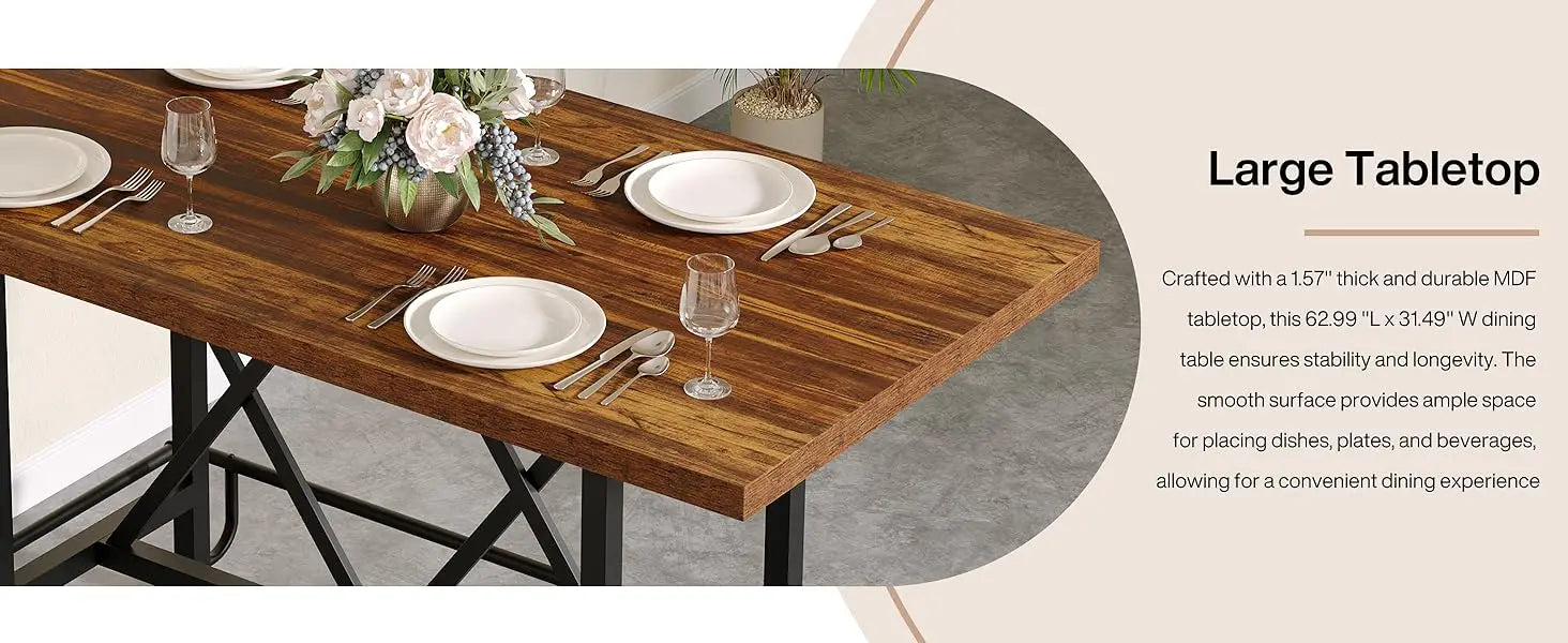 6 - Person Tabletop with Metal Legs - Height Table for Dining Room, Workspace