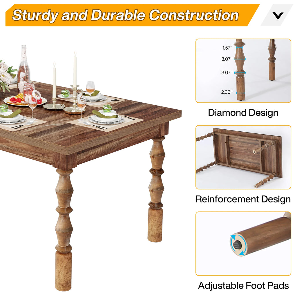 Tribesigns 62” Wood Patio Table for 4-6 People,