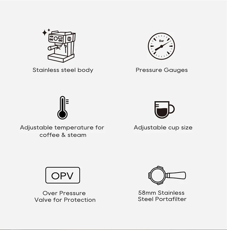 HiBREW 20Bar Semi Automatic Espresso Coffee Machine Cold/Hot Coffee Maker