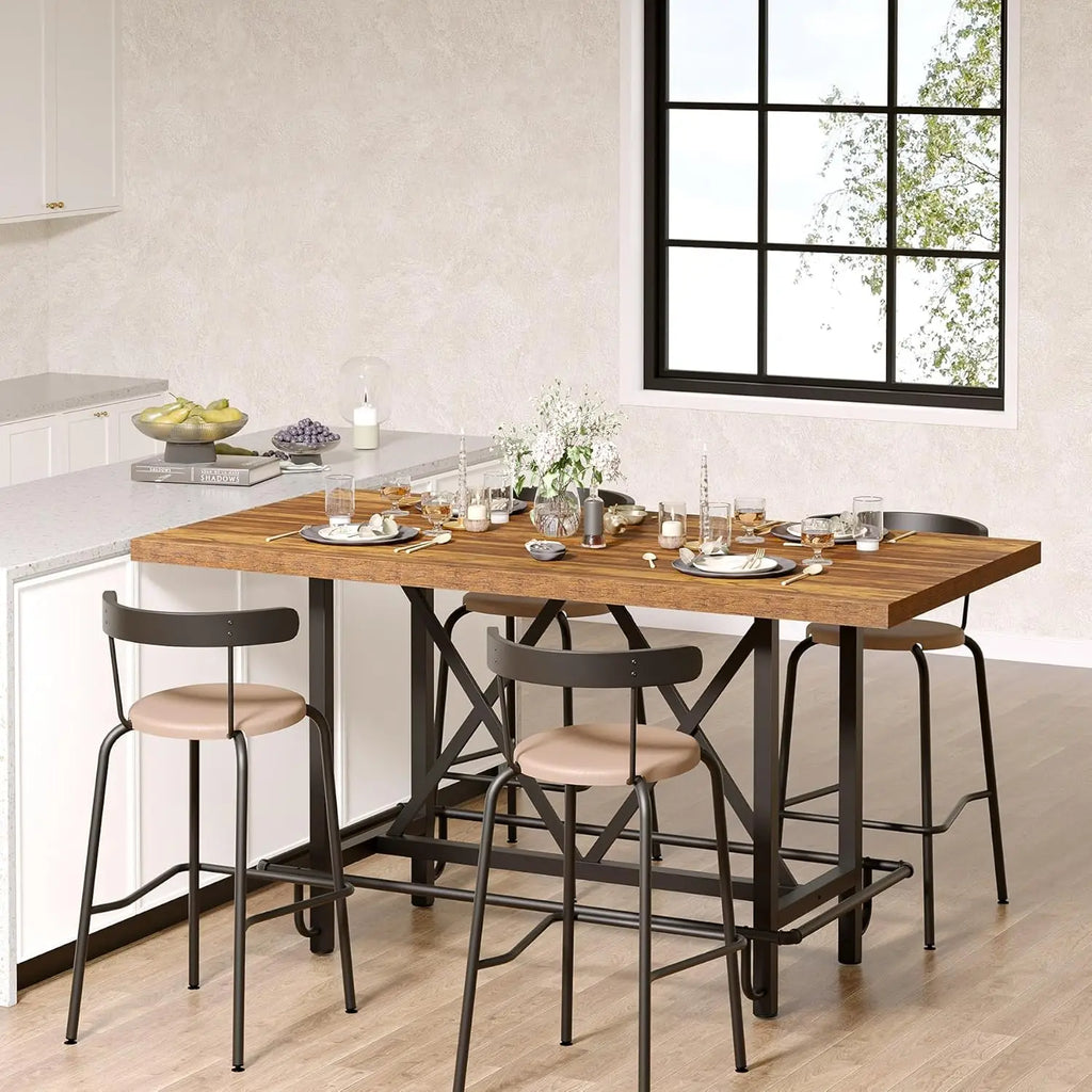 6 - Person Tabletop with Metal Legs - Height Table for Dining Room, Workspace