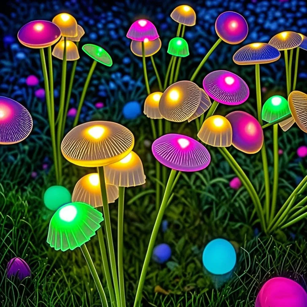 LED Solar Garden Lights Dual Mode Mushroom Lights Waterproof Decor Yard Patio Pathway