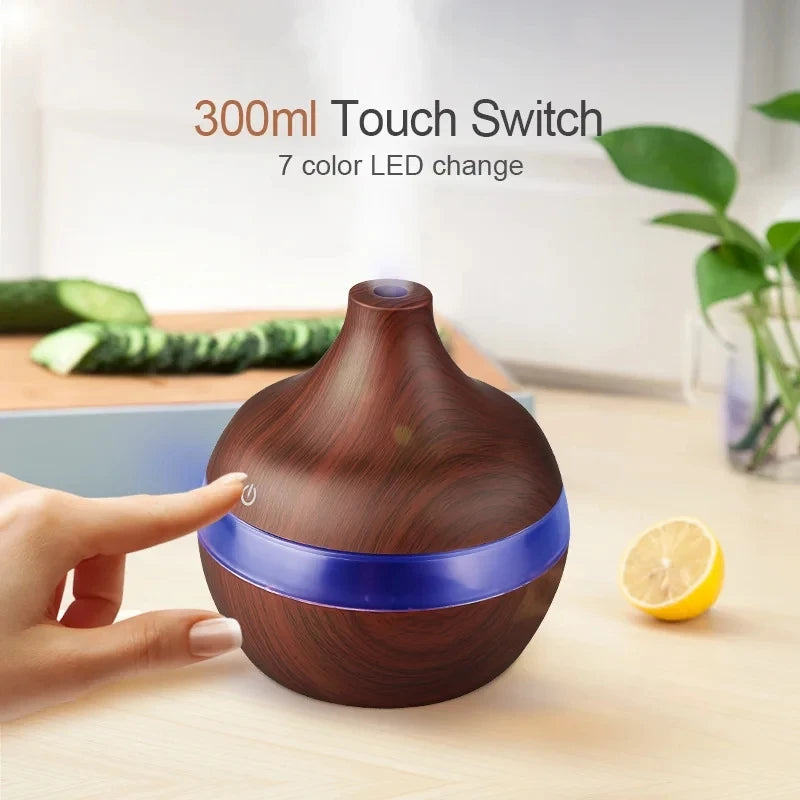 Electric Aroma Air Diffuser Wood Ultrasonic Air Humidifier Essential Oil Aromatherapy