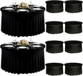 Set of 10 Black Spandex Round Table Covers for 60 Tables, Elastic 120 Fitted 5FT Round Tablecloths, Wrinkle Resistant and Washab