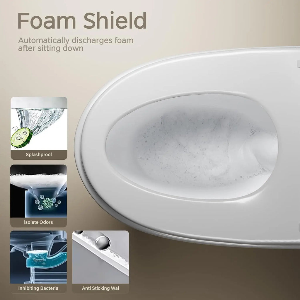 Smart Toilet with Bidet Built In, One Piece Bidet Toilet with Auto Dual Flush, Foam Shield, Modern Elongated, Customized