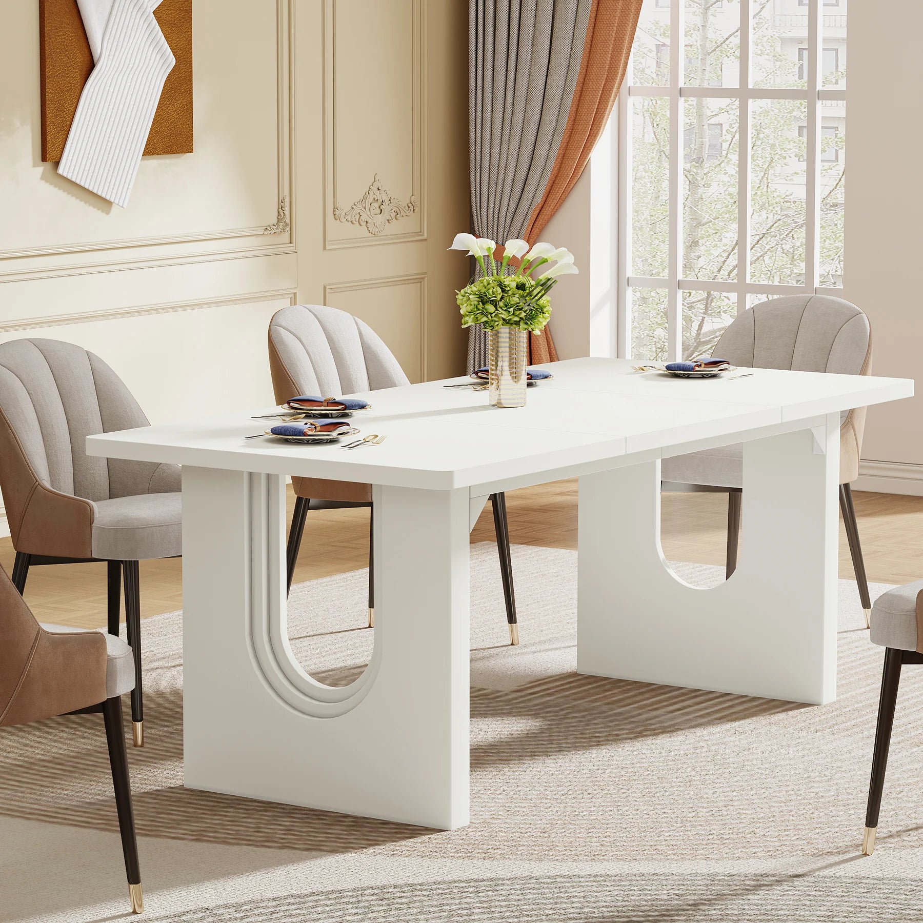 Tribesigns Modern Dining Table for 6 to 8 People