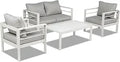 4-Seat Aluminum Outdoor Furniture Set with Cushions and Coffee Table