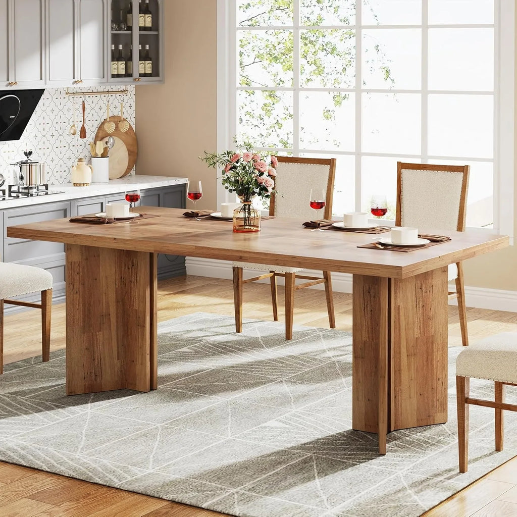 63-inch Dining Table for 4-6, Farmhouse Kitchen Table , Rectangular Eating Table for Dining Room, Living Room