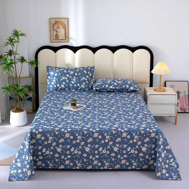 100% Cotton Bed Flat Sheet for Double Bed Flowers Print Top Sheets Single/Queen/King Flat Bedsheets Home Bed Linen Sheets