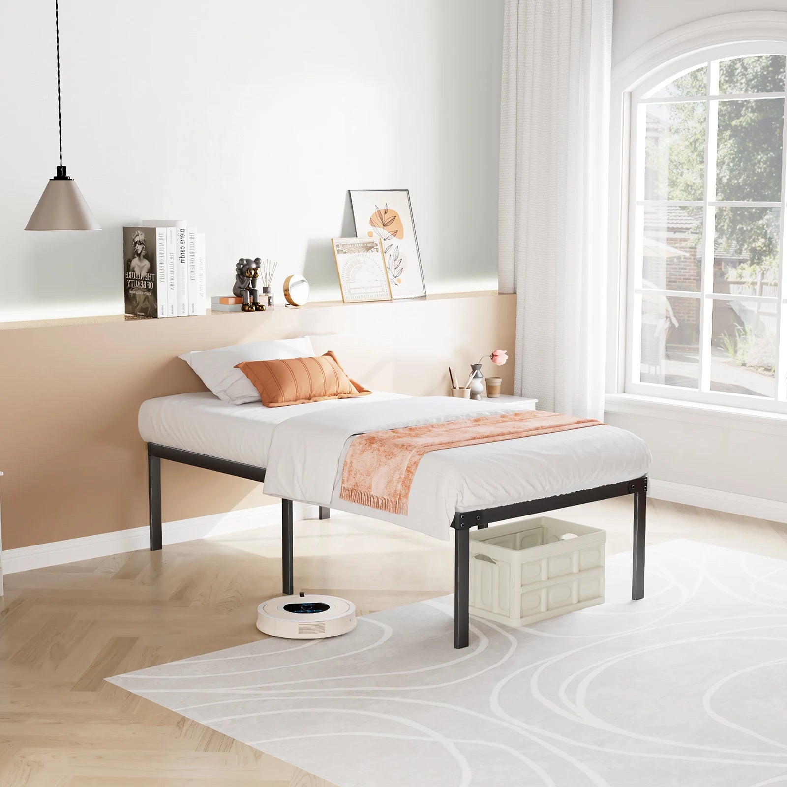 JHK Basic Twin Full Queen King Size Bed Frame Metal Platform Bedroom Frames