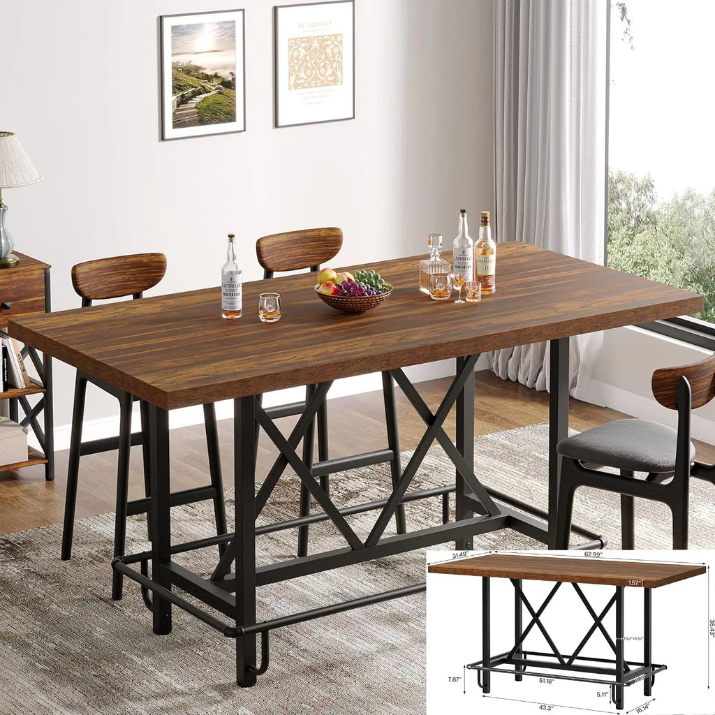 63-inch Dining Table for 4-6, Farmhouse Kitchen Table , Rectangular Eating Table for Dining Room, Living Room