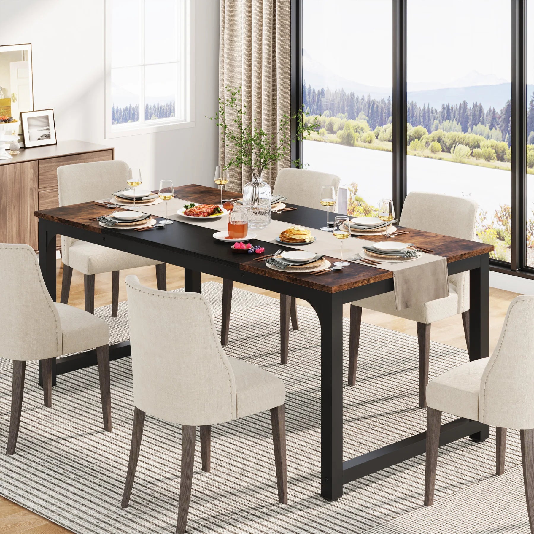 Dining , Industrial Kitchen Table for 6-8 Person,