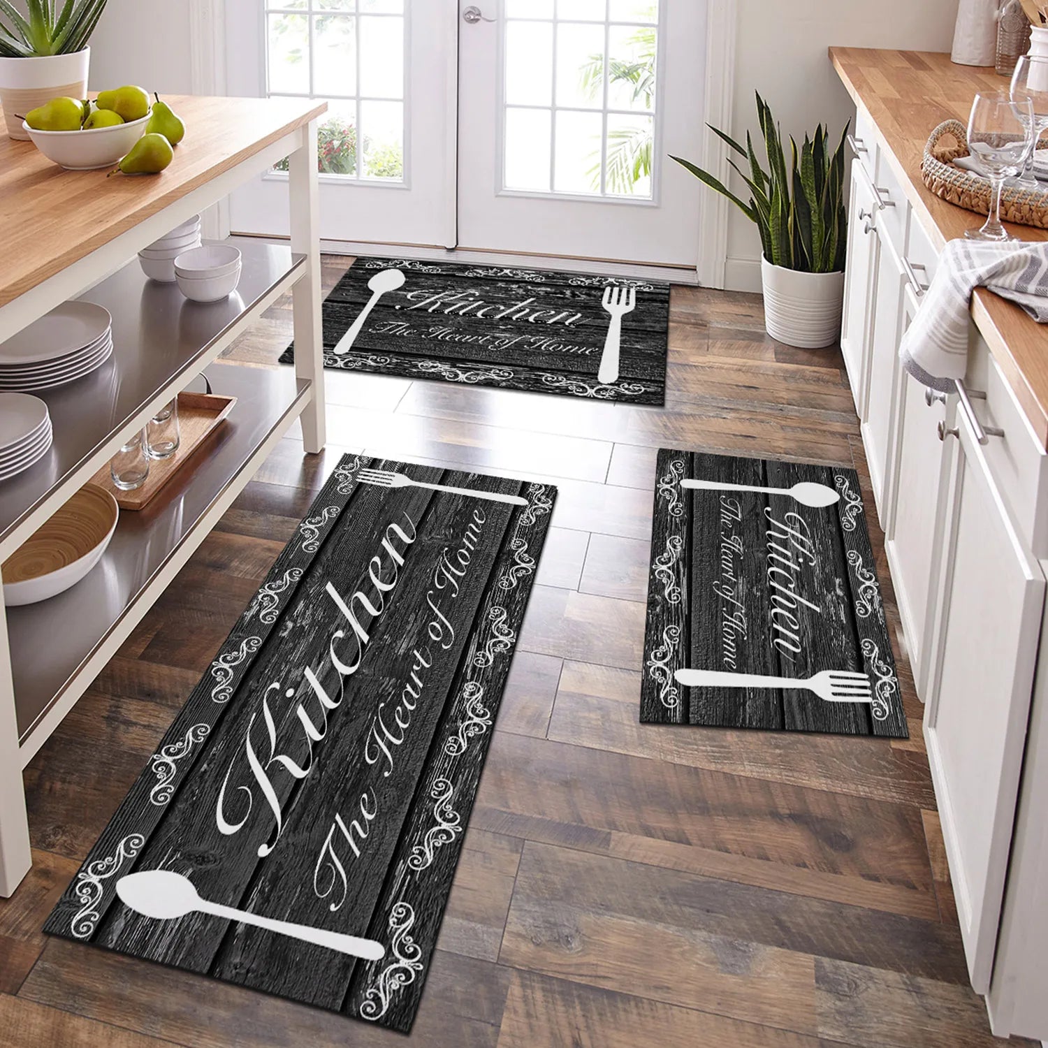 VIKAMA Washable kitchen absorbent floor mat Comfortable sponge kitchen carpet main bathroom mat Non-slip waterproof door mat Kit
