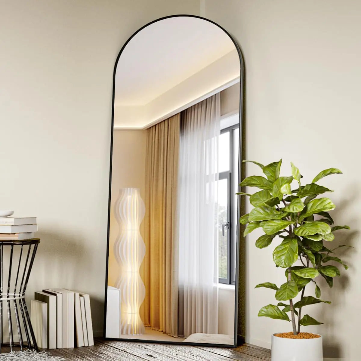 BEAUTYPEAK Arched Full Length Mirror, 71"x26" Full Body Floor Mirror Standing Hanging or Leaning Wall