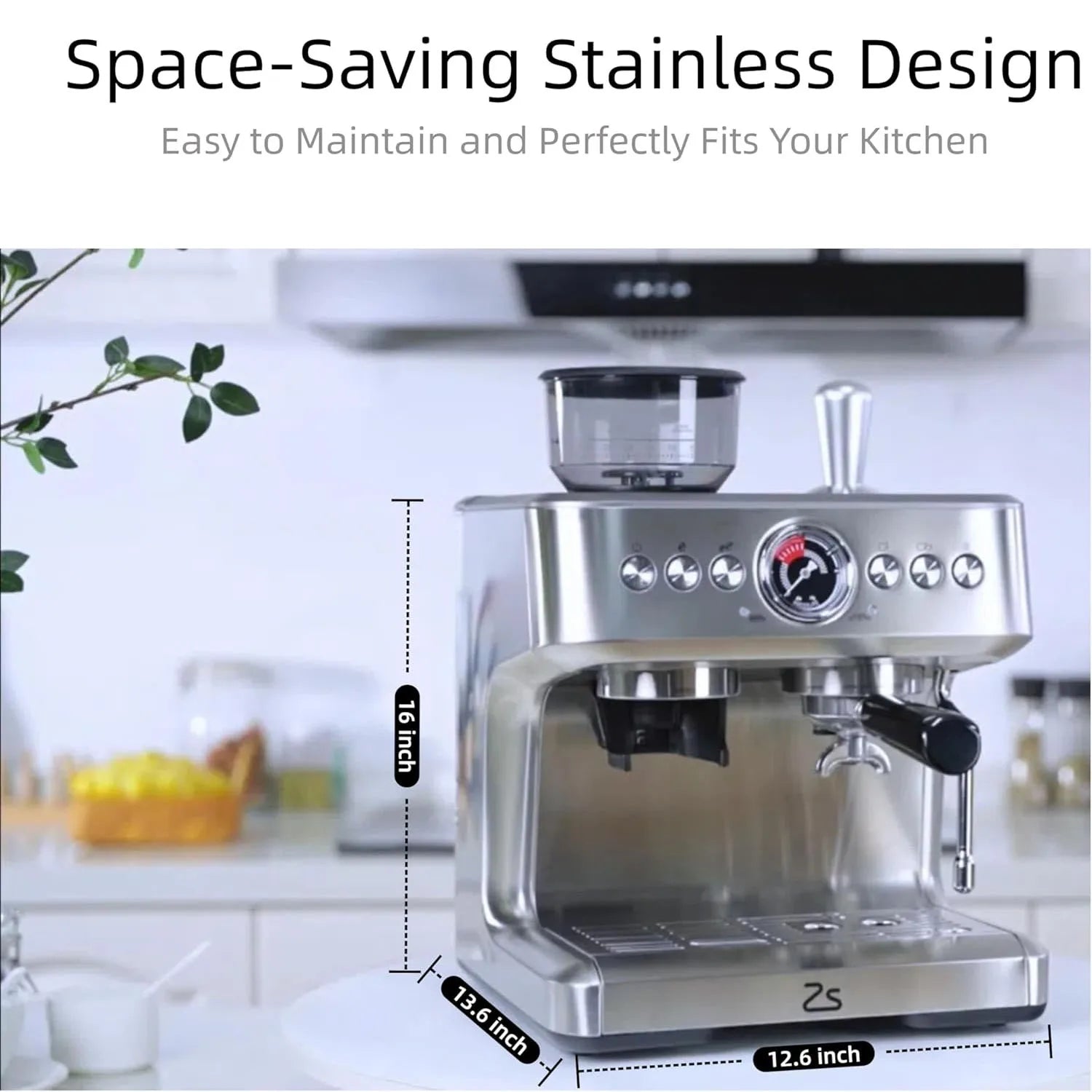 Espresso Machine with Grinder, Semi-Automatic