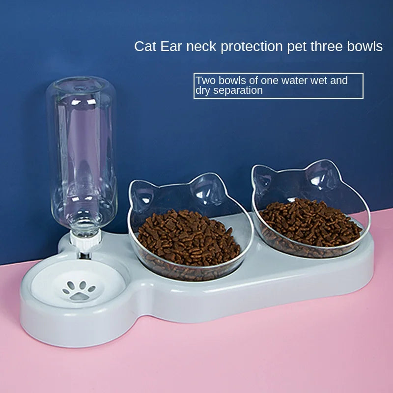 Elevated Double Cat and Dog Bowls- Feeding and Drinking