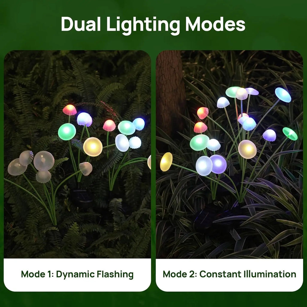 LED Solar Garden Lights Dual Mode Mushroom Lights Waterproof Decor Yard Patio Pathway
